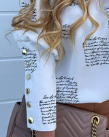Letter print buttoned long sleeve top