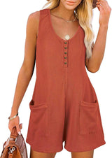 Summer new casual romper pocket vest jumpsuit women