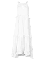 Resort-Style Ruffles Swing Floaty Lining Beach Dress