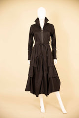Stretch Dupioni Sculptural Zip Pleats Dress - F23011
