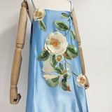 DR685Y Floral Embroidered Backless Suspender Short Skirt