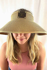 Upcycled LV Rollable Packable Straw Visor