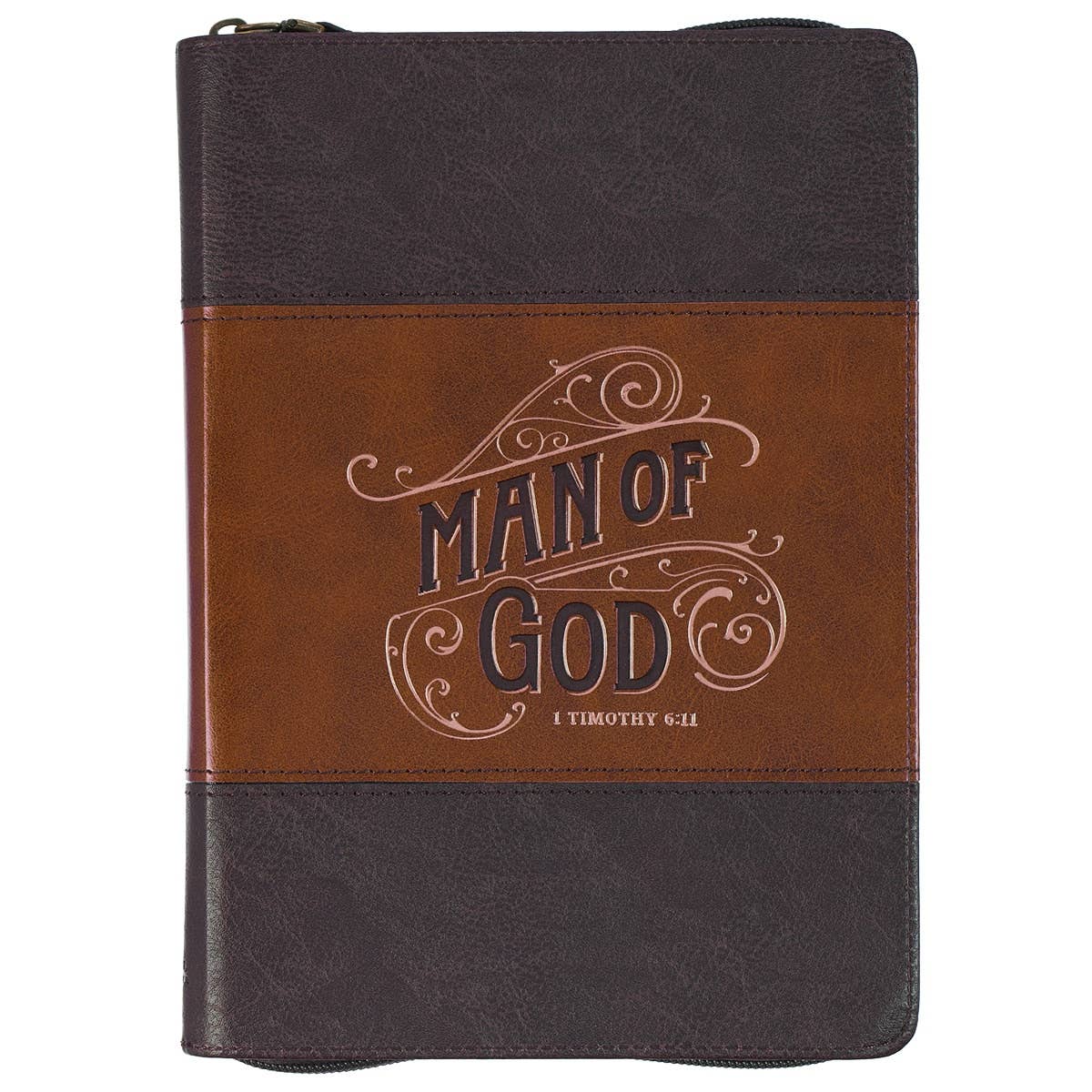Journal Classic Zip Brown Two-tone Man of God 1 Tim. 6:11
