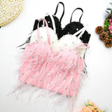 Feather Tassel Beaded Top with Rhinestones and Fur Liner for Winter