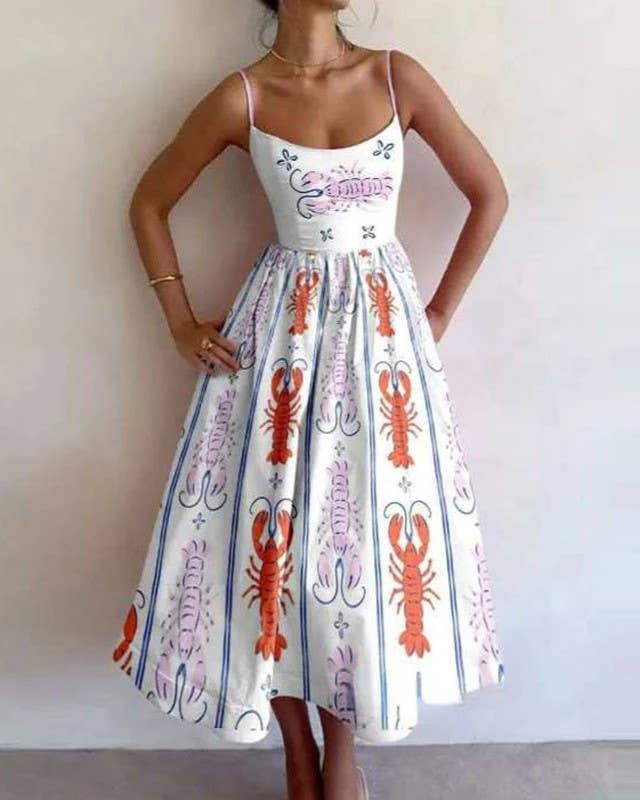 Summer Fashion Prnt Sexy Style Slip Long Dress