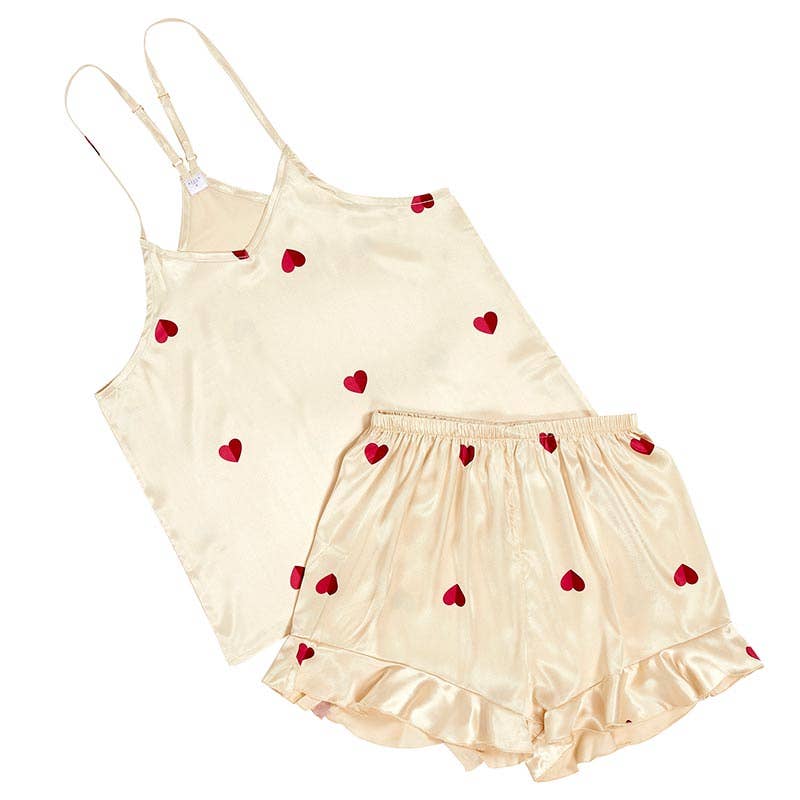 Hearts - Cami + Ruffled Shorts PJ sets