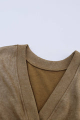 Khaki Exposed Seam Twist Open Back Oversized Sweatshirt: Khaki / L / 80%Polyester+20%Cotton