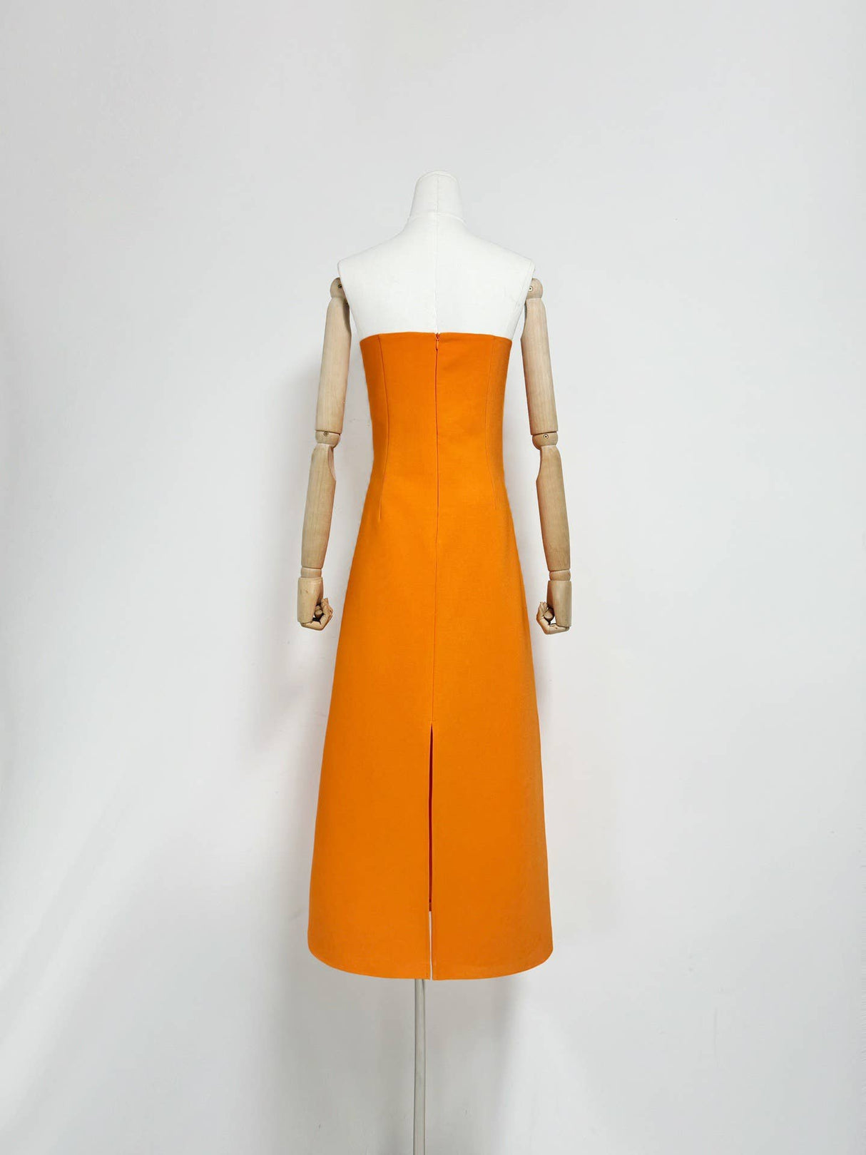 47Y Yellow Retro Tube Top Dress with 3D Floral Embroidery