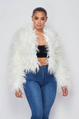 Shayla Shaggy Fur Short Jacket Coat (HDJ27948)