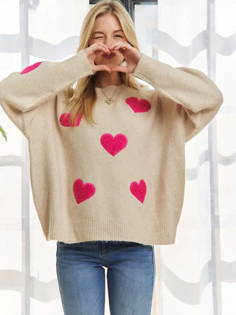 CESW3763 Puff Heart Sweater