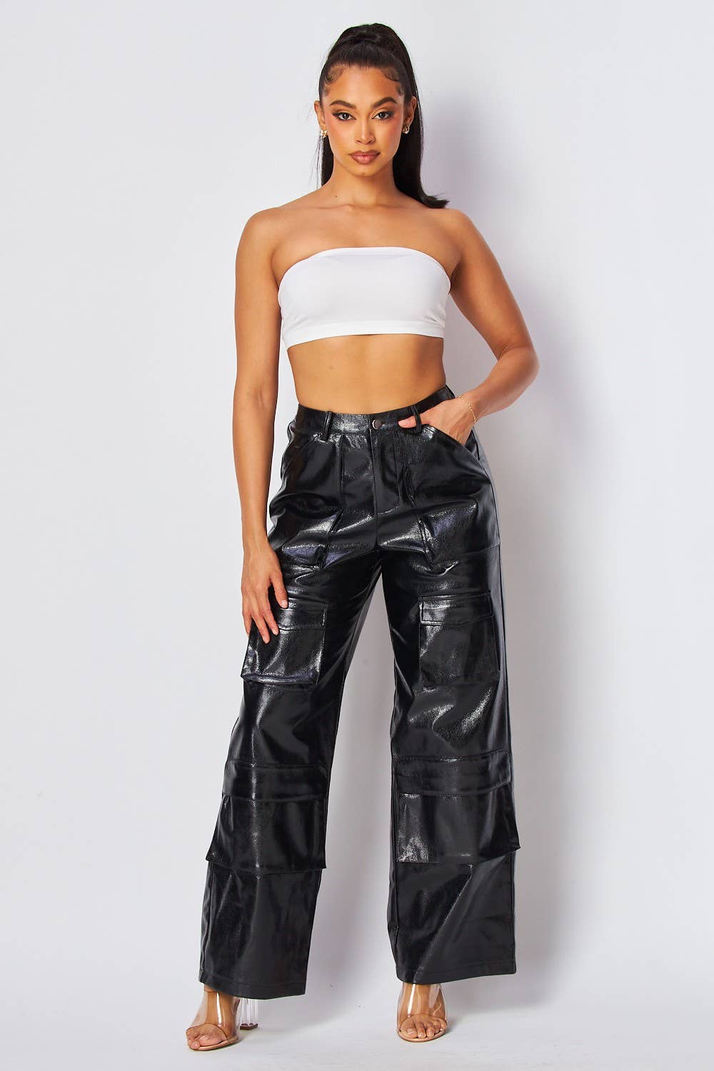 Dawn Metallic Cargo Pocket High Waist Pants (HDP31017) (Copy