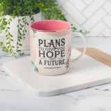 Mug Pink/White Abstract/Leaves Plans Jer. 29:11