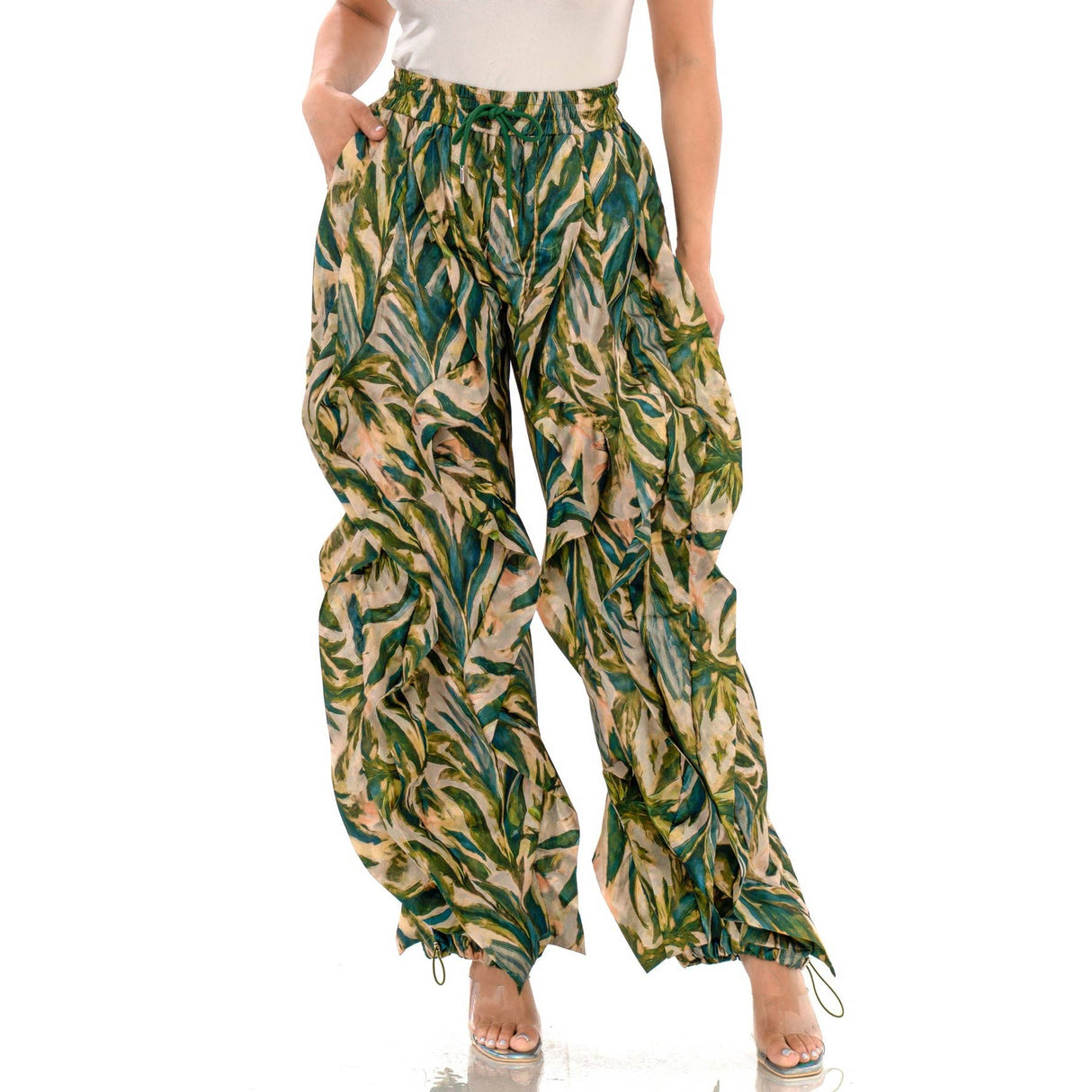 Oversized Wide Leg Ruffle Jogger Pants