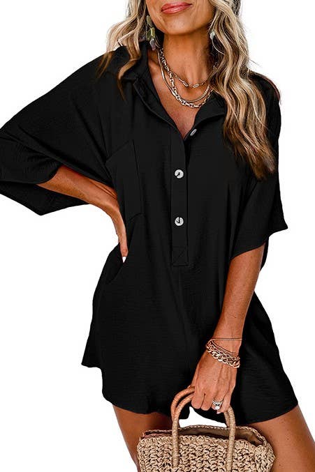 Button down overfit romper