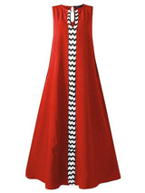 Loose Printed Split-Joint Sleeveless Maxi Dress