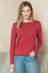 ROUNDED BOTTOM SOLID BASIC LONG SLEEVE TOP