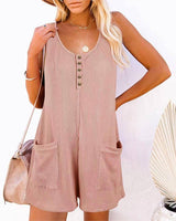 Summer new casual romper pocket vest jumpsuit women