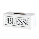 Rectangle Tissue Box Cover - White with Black Text