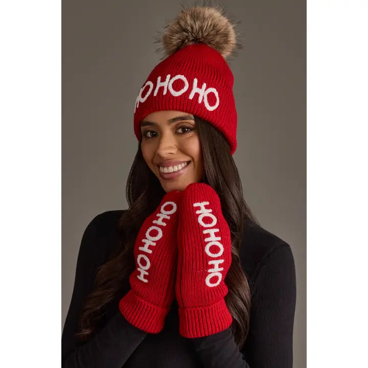 M-481 Red Ho Ho Ho Knit Mittens