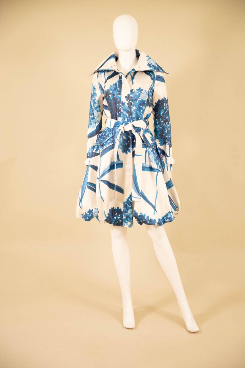 Printed Dupioni Bubble Coat Dress Fully Lined Zipper - 11665