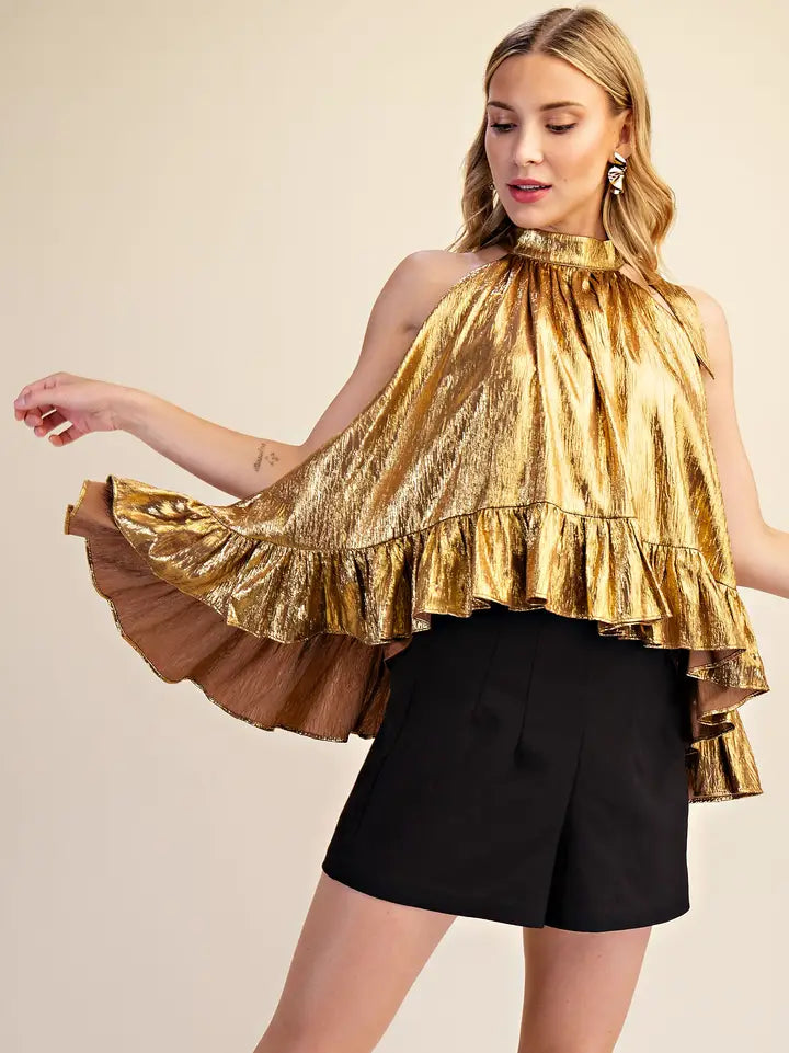 T8664 Halter Neck Back Tie Top