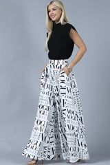 P919-2467WH-Vogue White print palazzo pants