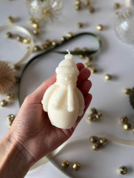 Snowman | Holiday Candles | Winter Home Decor | Handmade: Fraser Fir / Cream (natural soy color)