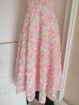 DR508 3D Rose Lace Pink Off-shoulder Holiday Suspender Dress