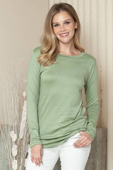 ROUNDED BOTTOM SOLID BASIC LONG SLEEVE TOP