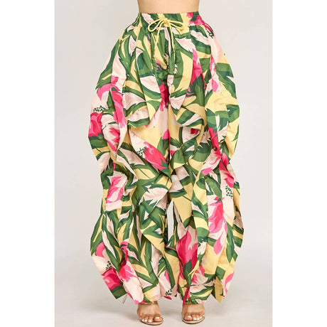 Oversized Wide Leg Ruffle Jogger Pants