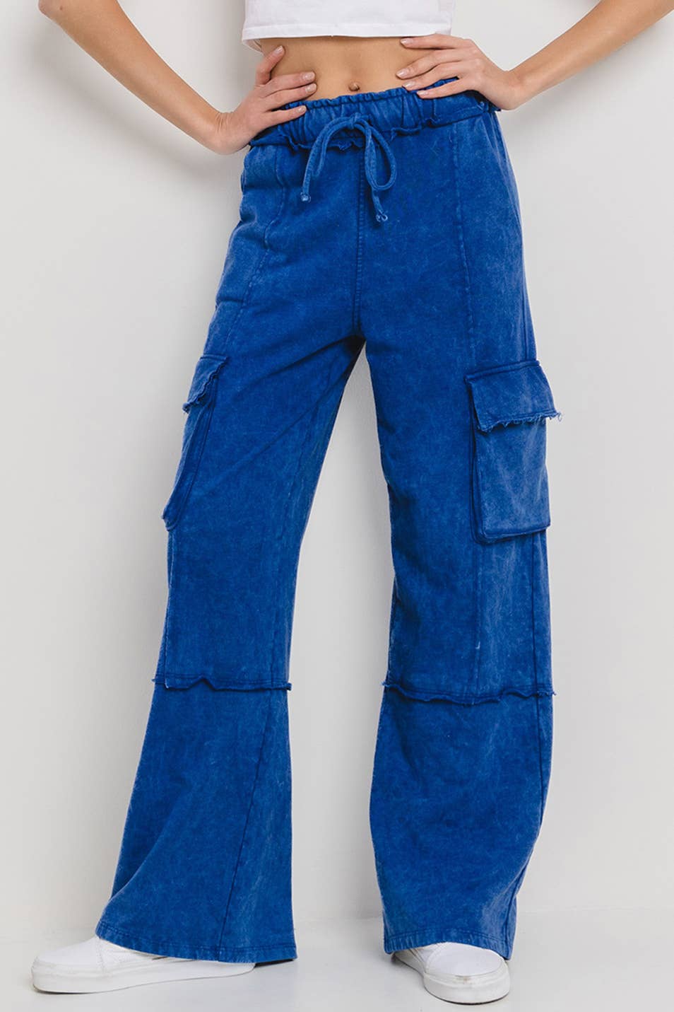 Mineral Washed French Terry Cargo Pants / BIC60890