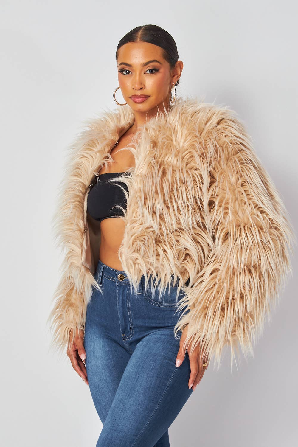 Shayla Shaggy Fur Short Jacket Coat (HDJ27948) – 1st Miracle