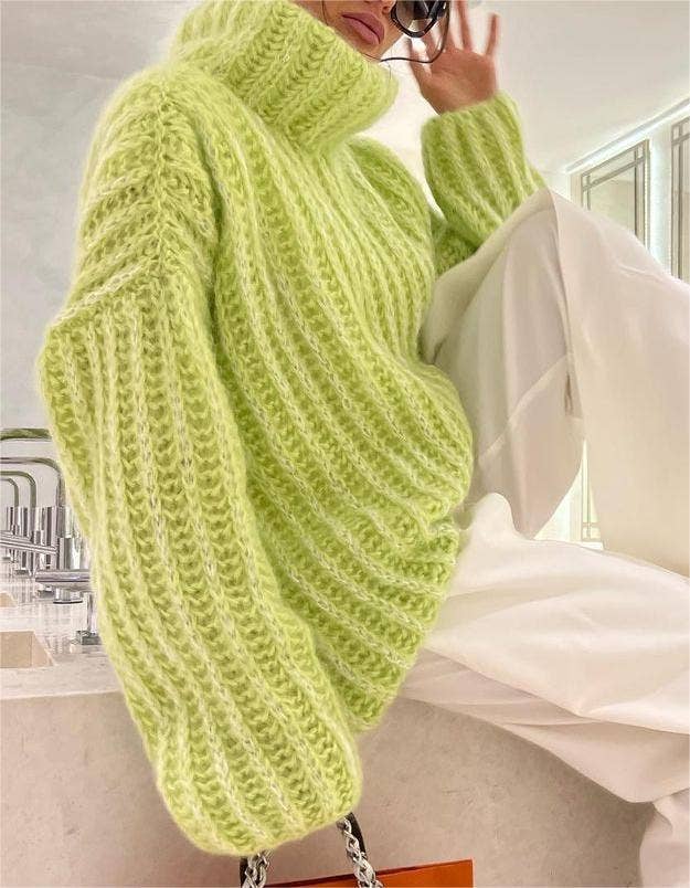 Knitted sweater fluffy long-sleeved turtleneck