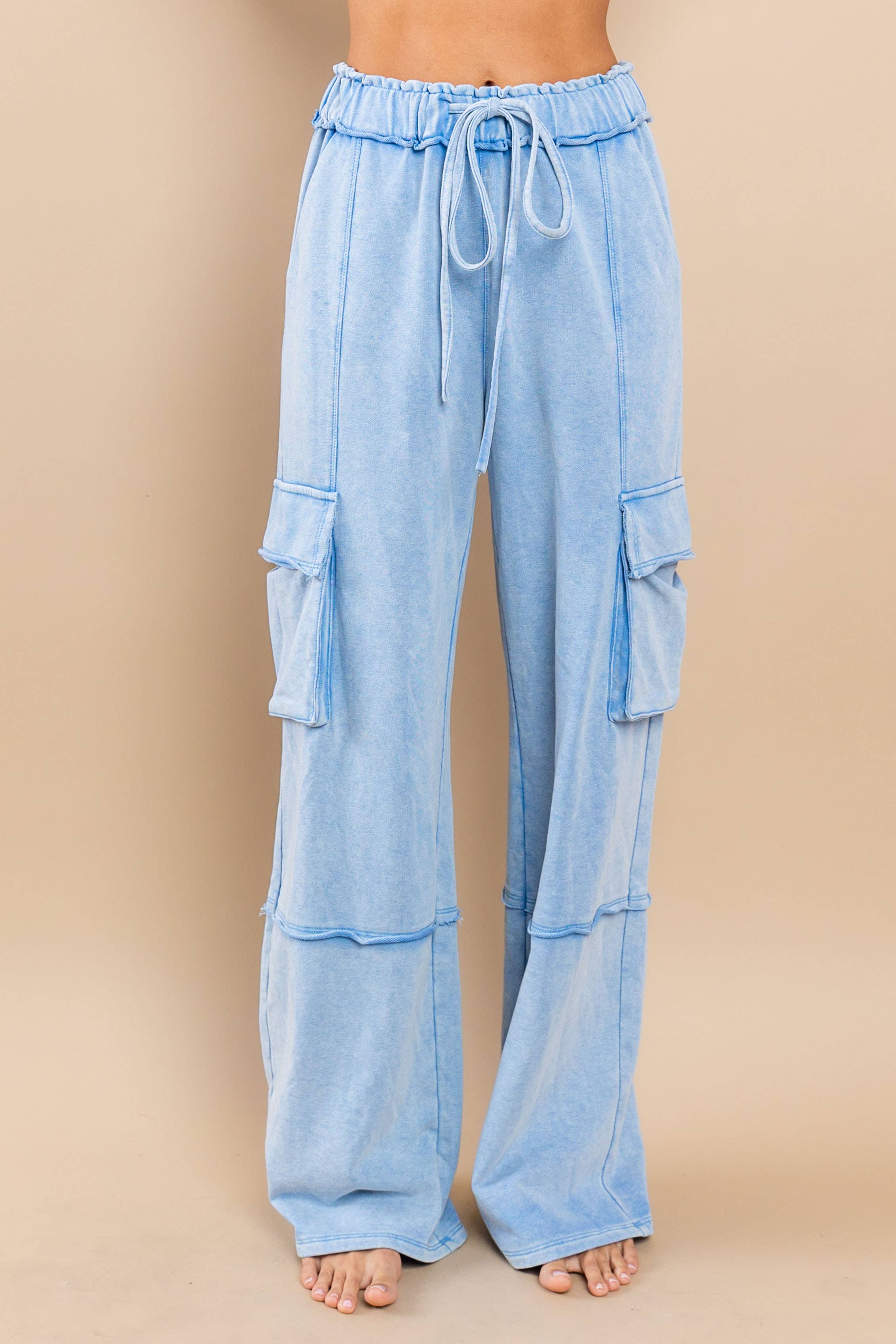 Mineral Washed French Terry Cargo Pants / BIC60890 – 1st Miracle