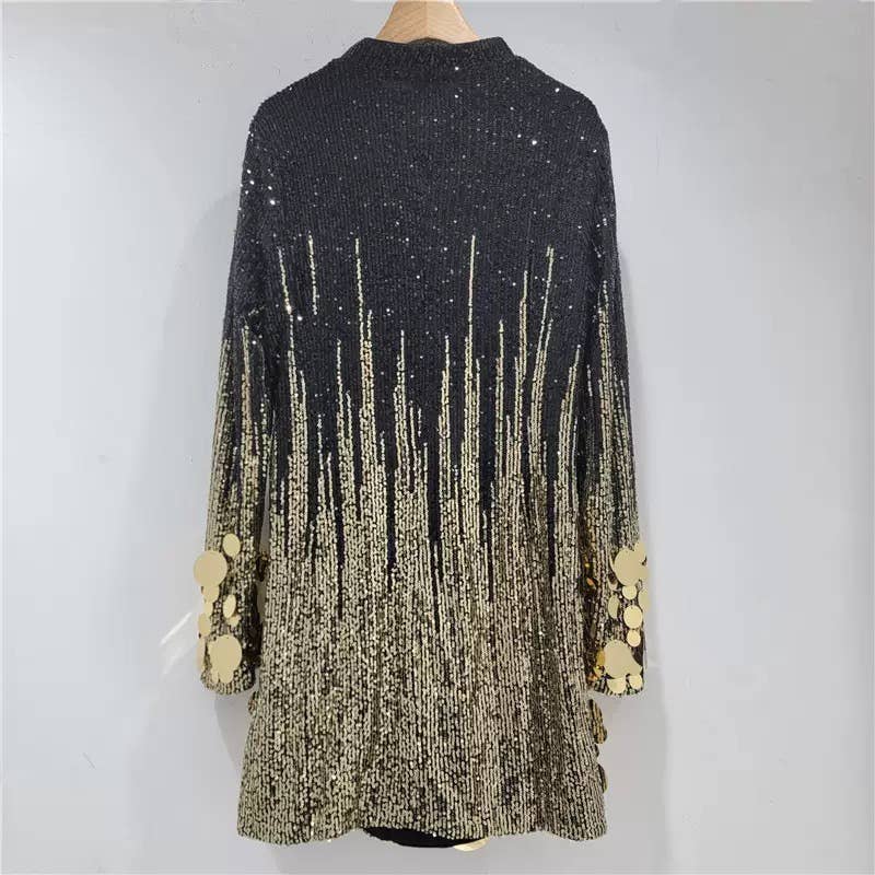 SY679 Gold Sequin Statement Mini Dress Glam Party Look