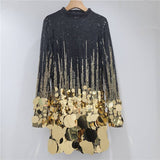 SY679 Gold Sequin Statement Mini Dress Glam Party Look
