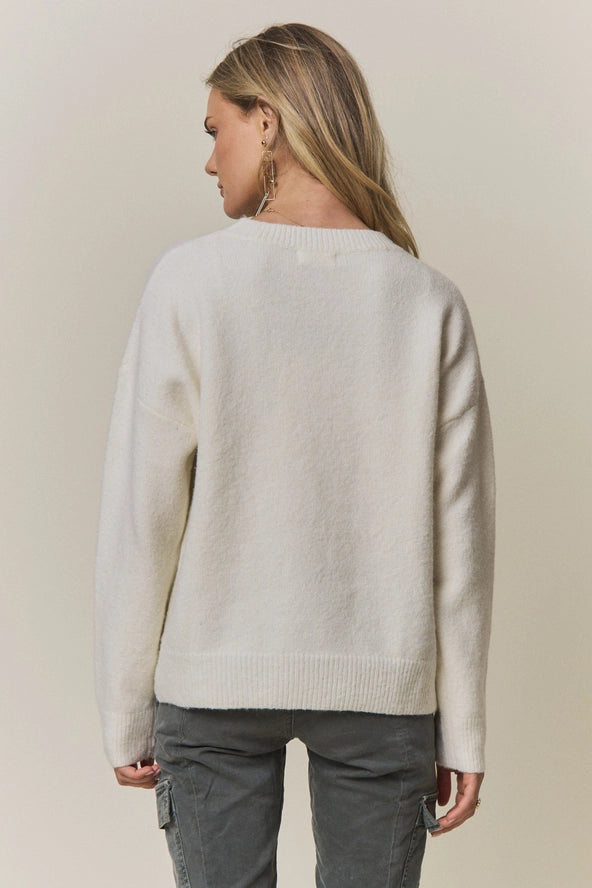 CESW4363 Pearl Emb Bow Sweater