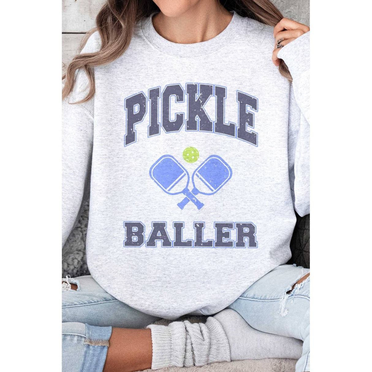 PICKLE BALLER Oversized Graphic Sweatshirt