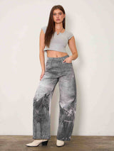 Western Black Horse Digital Printed Baggy Jeans