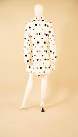 F26065 Embroidery Dots Pucker Collar Coat