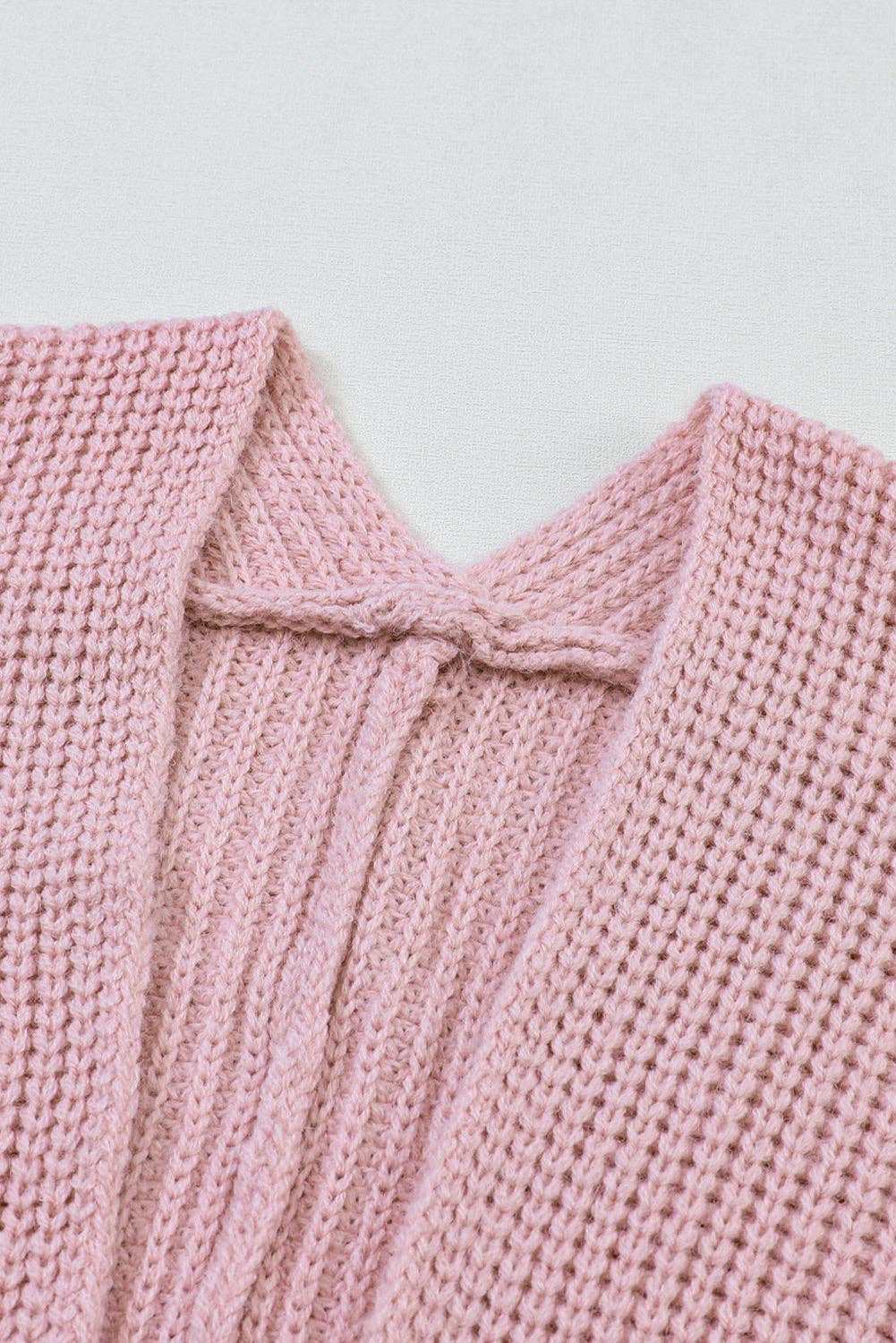 Pink Oversized Fold Over Sleeve Sweater Cardigan: Pink 65%Acrylic+35%Polyester