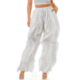 Oversized Wide Leg Ruffle Jogger Pants