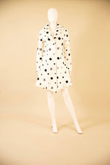 F26065 Embroidery Dots Pucker Collar Coat