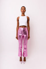 Lupe Metallic Faux Leather Slim Fit Pants