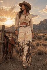 Vintage Horse Stretch Western Denim Jeans BYL81313P