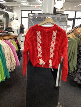 PCJ1128 Red Trinity Lace Up Cardigan