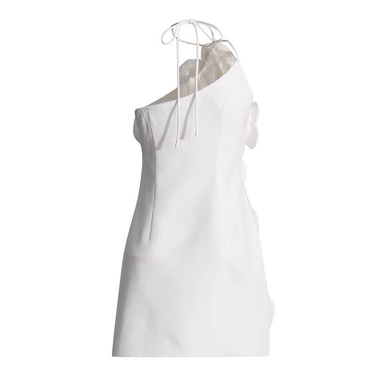 DR575Y Elegant 3D Floral Tube Top Short Summer Dress