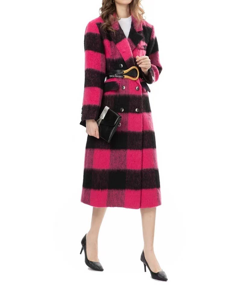 CT79 Women's Autumn/Winter Casual Warm Plaid Wool Coat