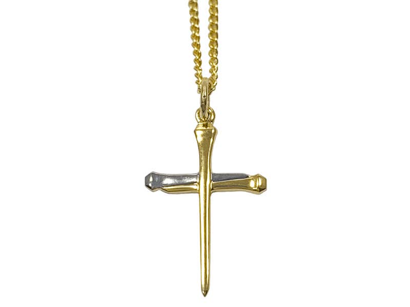 Necklace Cross Nail Gold Over Sterling Silver 18"
