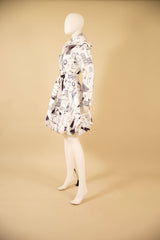 Printed Dupioni Bubble Coat Dress Fully Lined Zipper - 11665